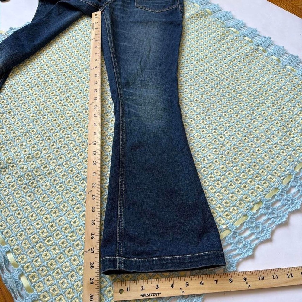 Mossimo Supply Co Low Rise Flare Jeans Medium Wash Whiskered Y2K Size 9 - Picture 6 of 6